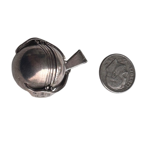 Vintage Puzzle ball sterling silver folding ball picture locket Taxco Mexico - Picture 3 of 11